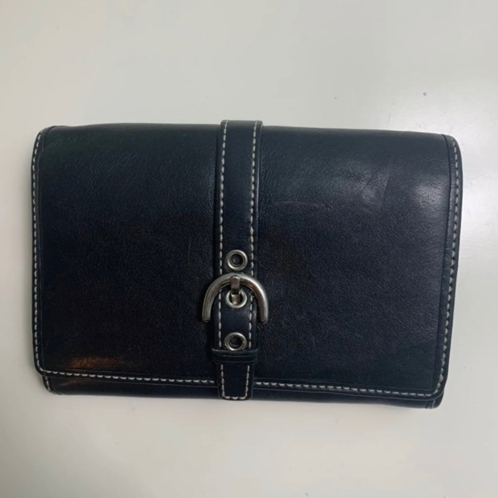 Black leather coach wallet